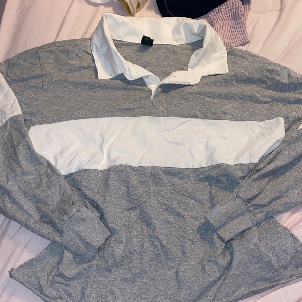 Wild Fable Gray and White rugby shirt